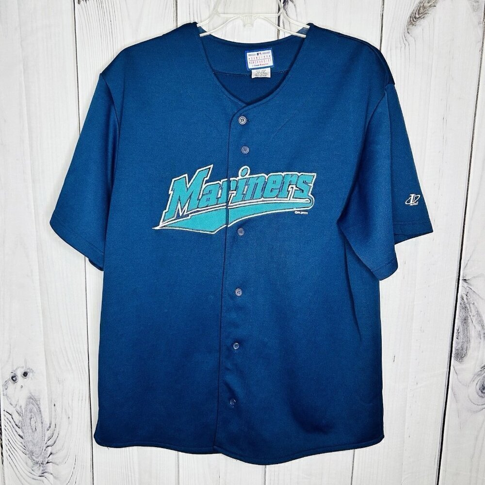 Vintage Seattle Mariners Ken Griffey Jr #24 Fan Jersey Logo Athletic Sz L Navy